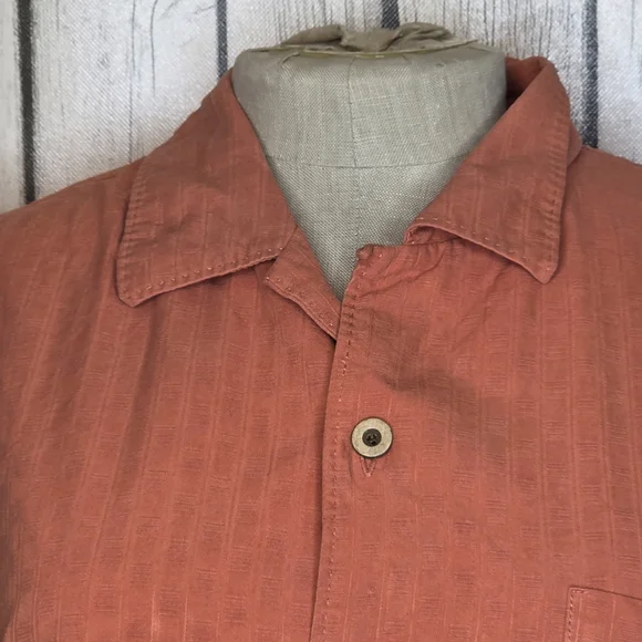 Tommy Bahama 100% Silk Orange Embroidered Pineapple Palm Tree Camp Shirt - M - Picture 5 of 13